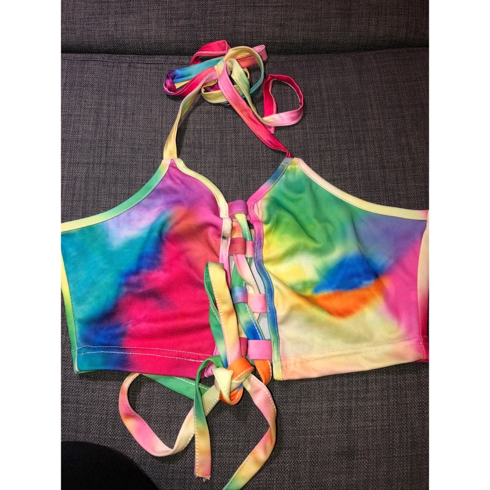 Tie dye colorful halter top